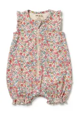 Wilson & Frenchy Wilson and Frenchy Summer Bloom Organic Ruffle Zipsuit