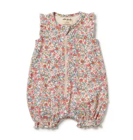 Wilson & Frenchy Wilson and Frenchy Summer Bloom Organic Ruffle Zipsuit