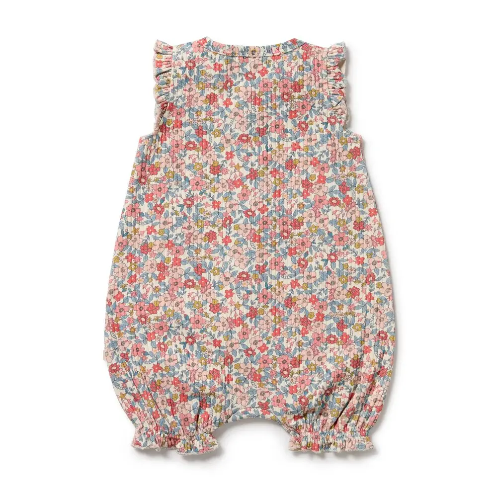 Wilson & Frenchy Wilson and Frenchy Summer Bloom Organic Ruffle Zipsuit