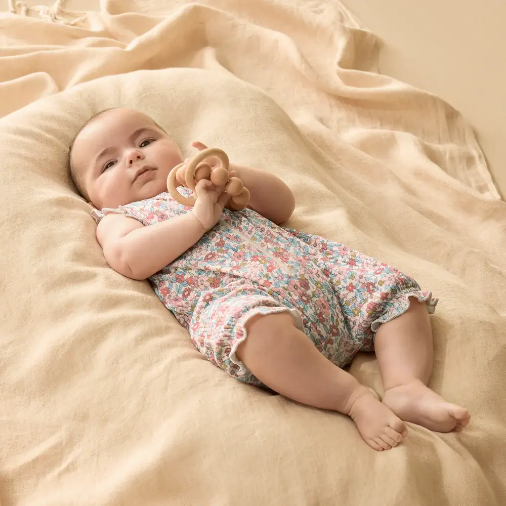 Wilson & Frenchy Wilson and Frenchy Summer Bloom Organic Ruffle Zipsuit