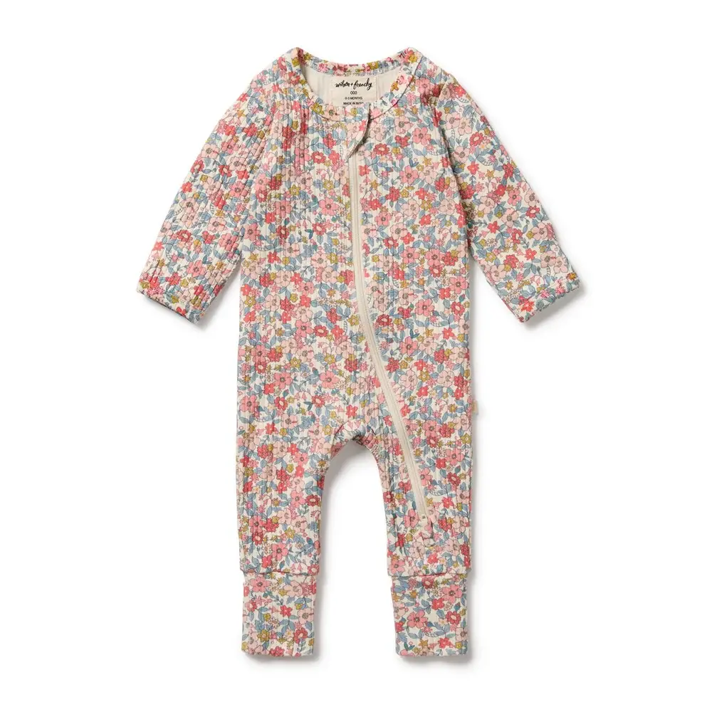 Wilson & Frenchie Wilson and Frenchy Summer Bloom Organic Zipsuit with Feet