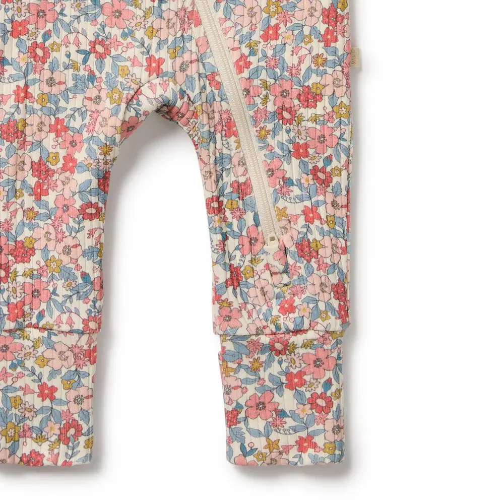Wilson & Frenchy Wilson and Frenchy Summer Bloom Organic Zipsuit with Feet