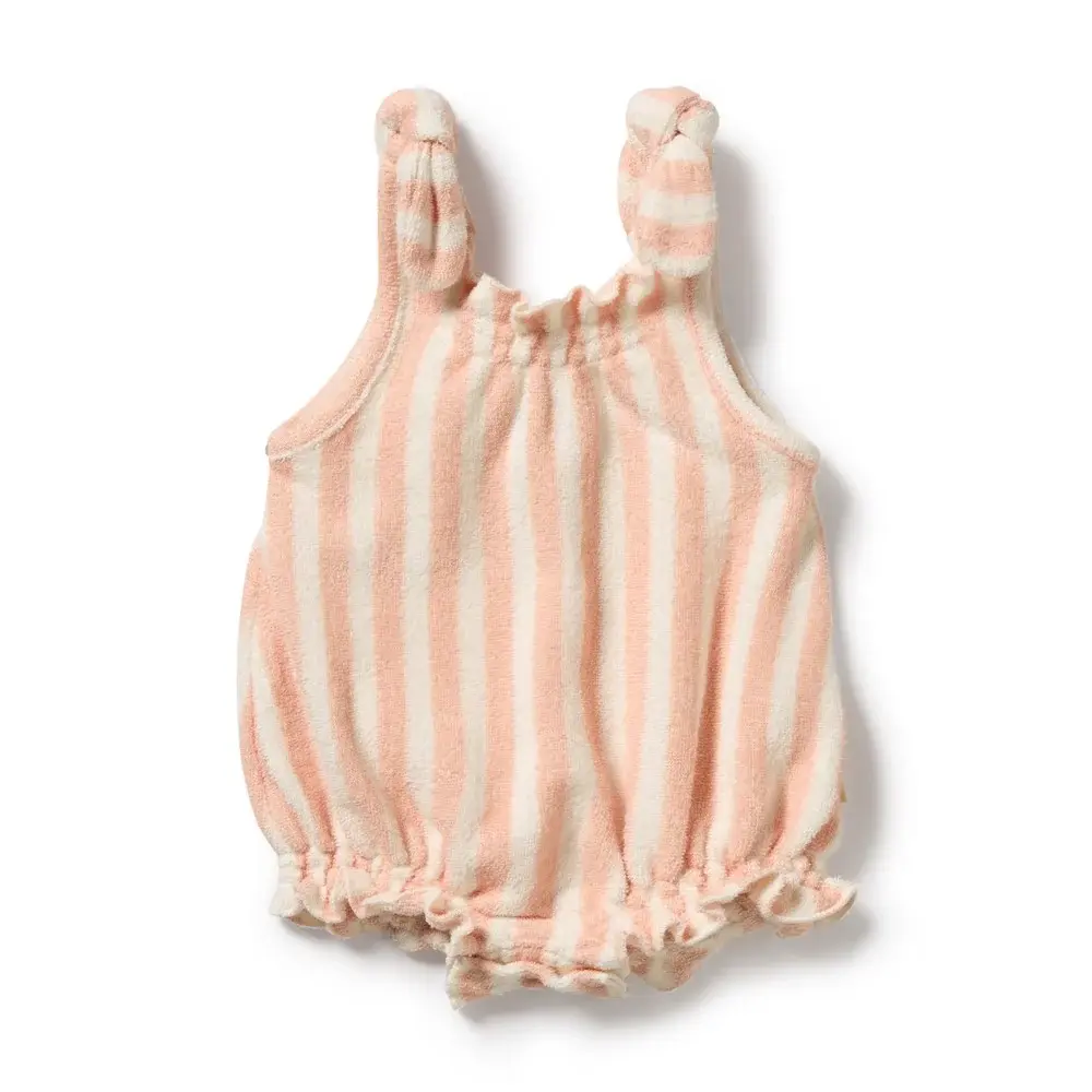 Wilson & Frenchie Wilson and Frenchy Strawberry Wave Organic Terry Tie Playsuit