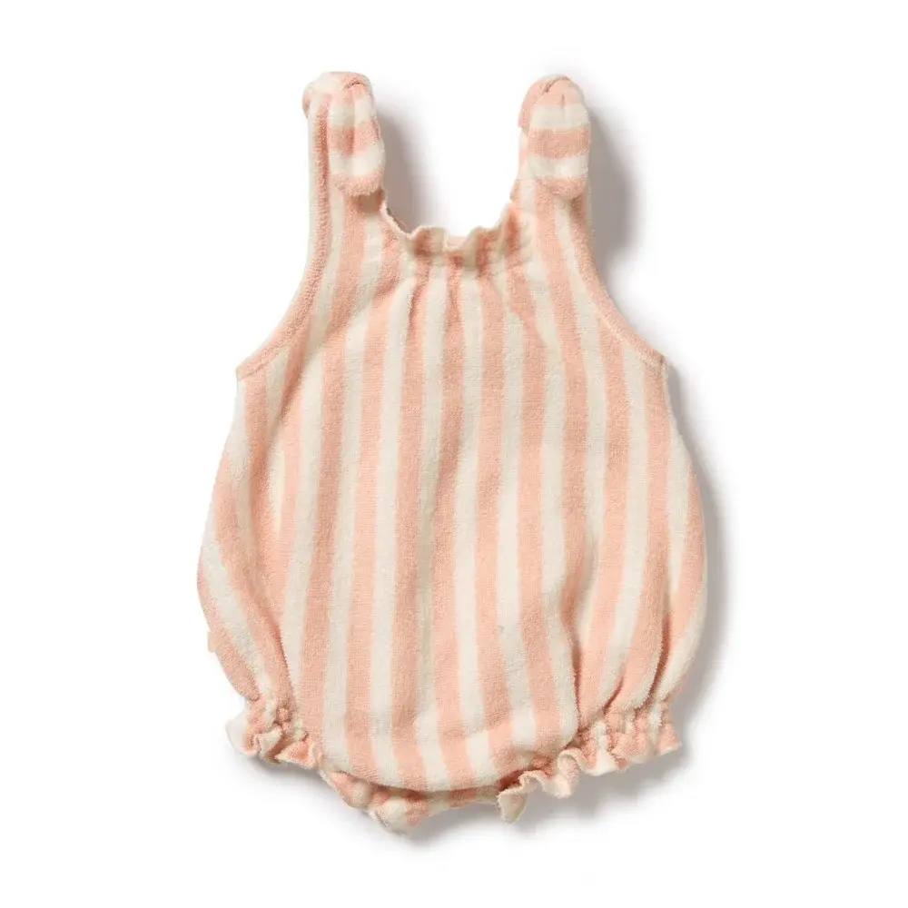 Wilson & Frenchie Wilson and Frenchy Strawberry Wave Organic Terry Tie Playsuit