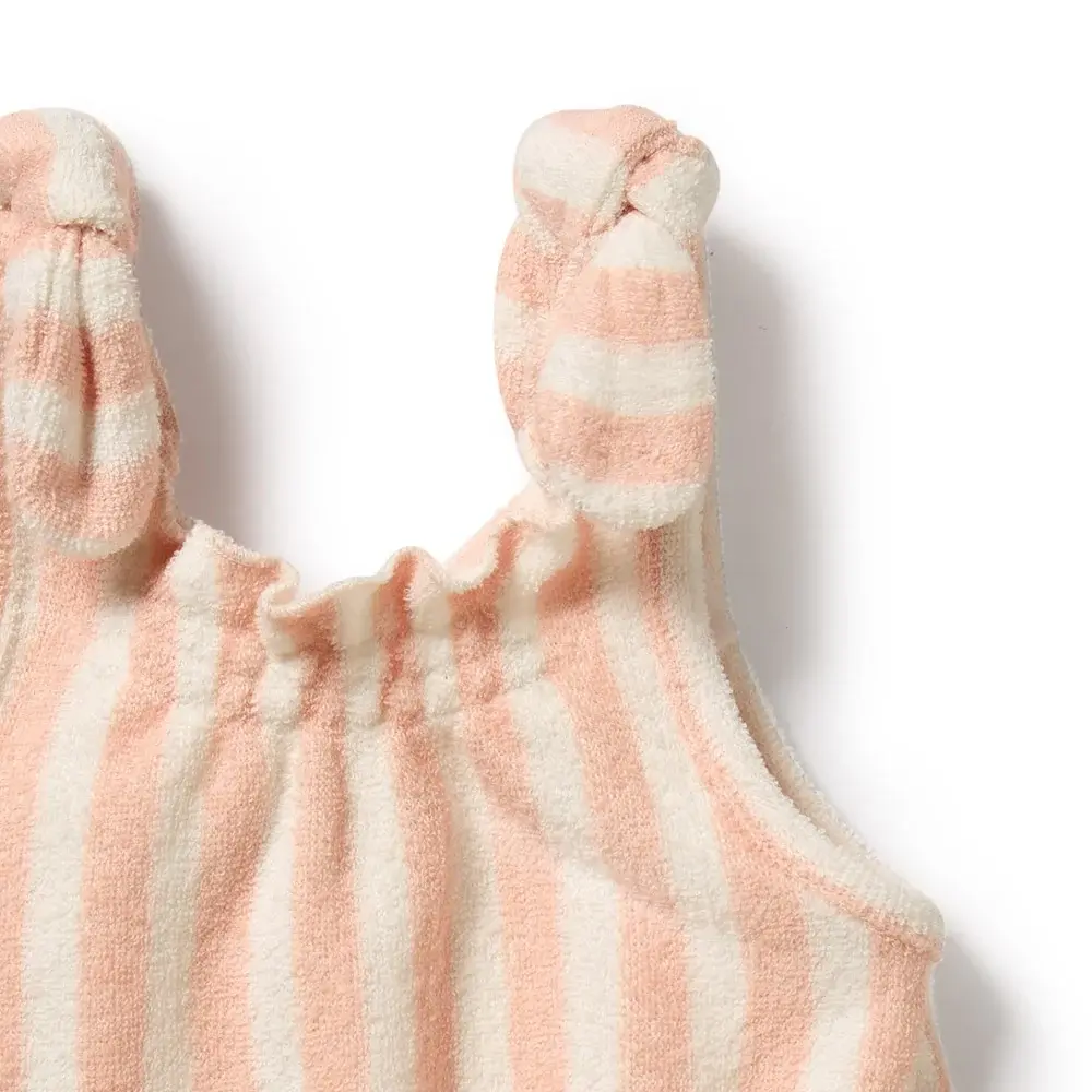 Wilson & Frenchie Wilson and Frenchy Strawberry Wave Organic Terry Tie Playsuit