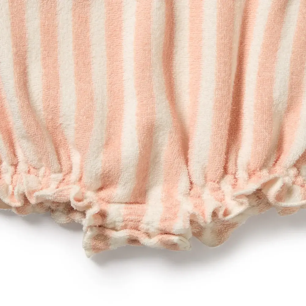 Wilson & Frenchie Wilson and Frenchy Strawberry Wave Organic Terry Tie Playsuit