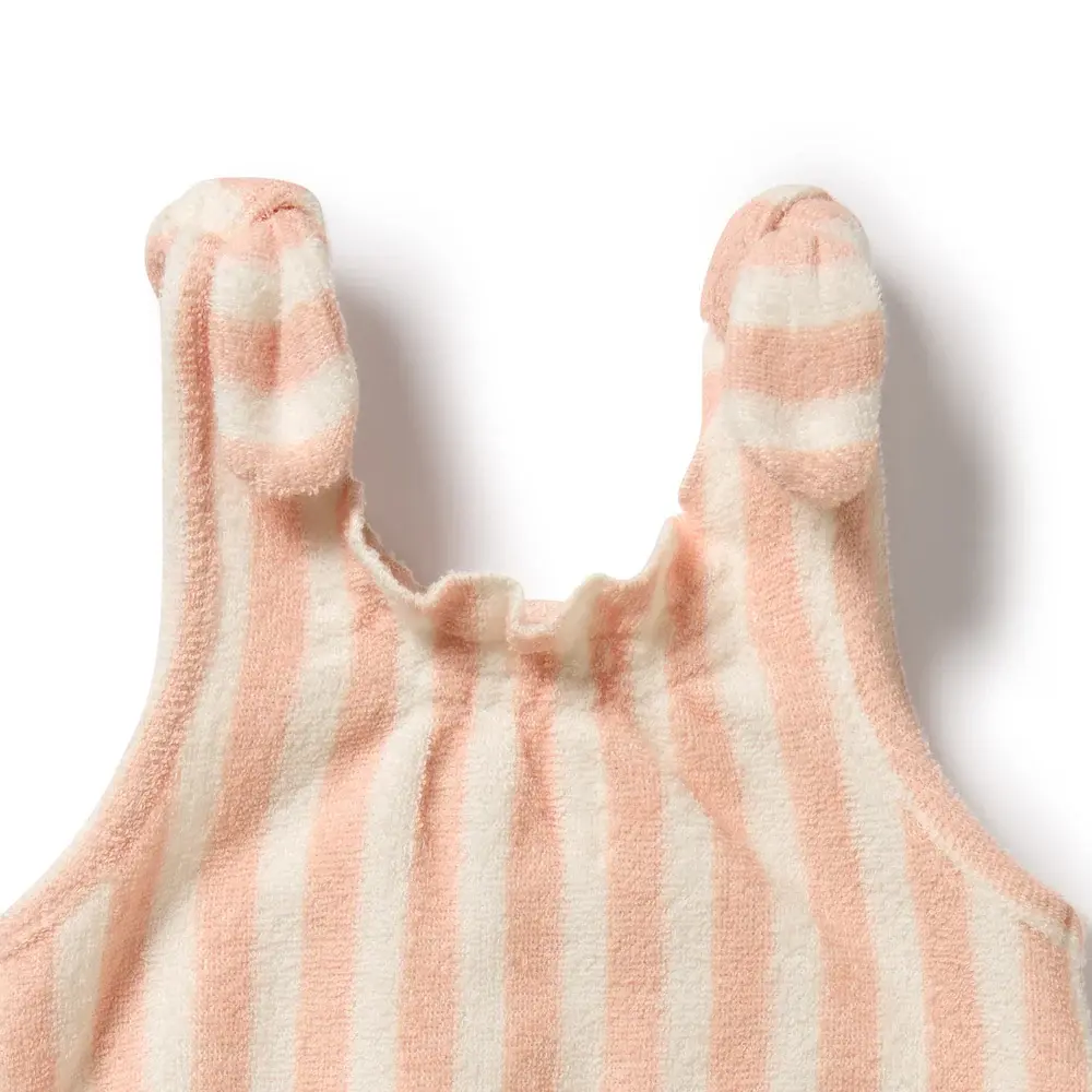 Wilson & Frenchie Wilson and Frenchy Strawberry Wave Organic Terry Tie Playsuit