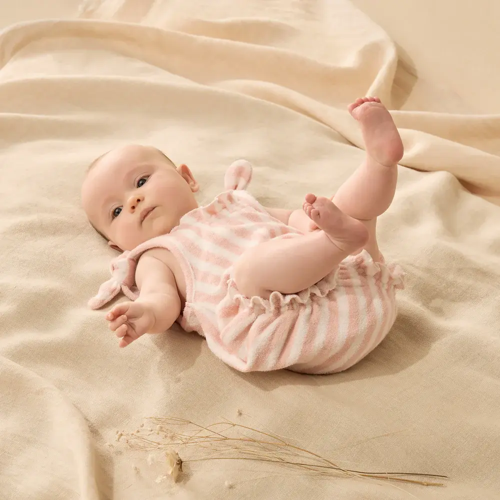 Wilson & Frenchy Wilson and Frenchy Strawberry Wave Organic Terry Tie Playsuit