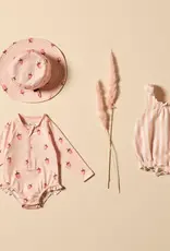 Wilson & Frenchie Wilson and Frenchy Strawberry Wave Organic Terry Tie Playsuit