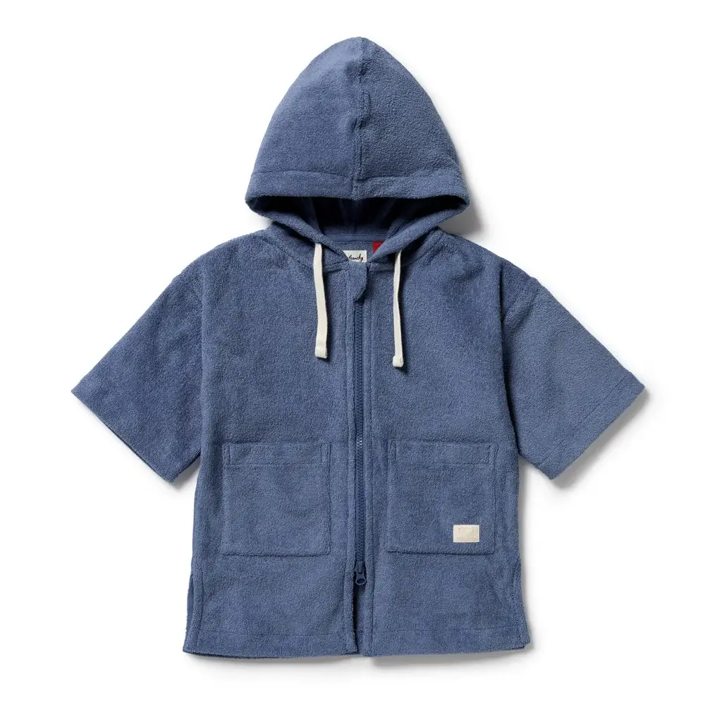 Wilson & Frenchie Wilson and Frenchy Deep Blue Organic Terry Hooded Towel