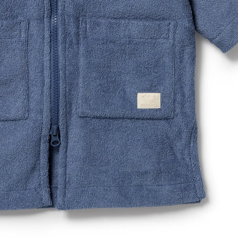 Wilson & Frenchie Wilson and Frenchy Deep Blue Organic Terry Hooded Towel