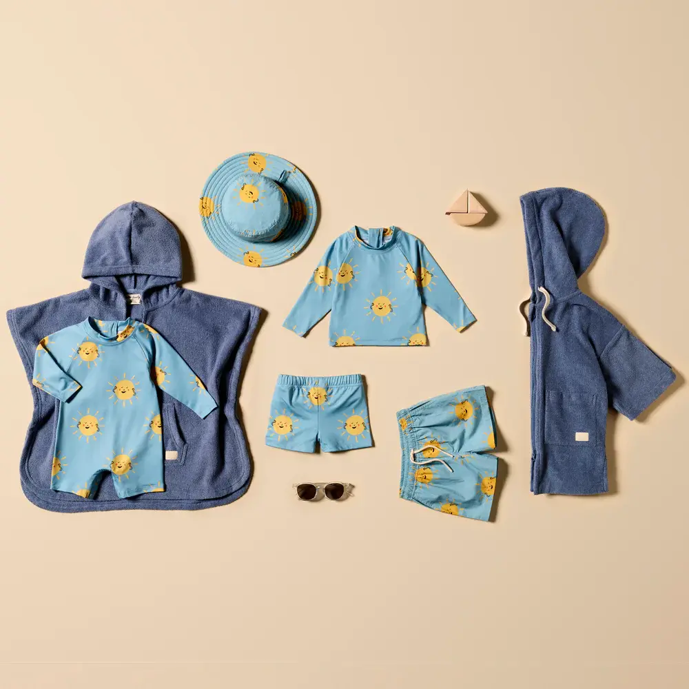 Wilson & Frenchie Wilson and Frenchy Deep Blue Organic Terry Hooded Towel