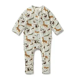 Wilson & Frenchie Wilson and Frenchy Mini Jungle Organic Zipsuit with Feet