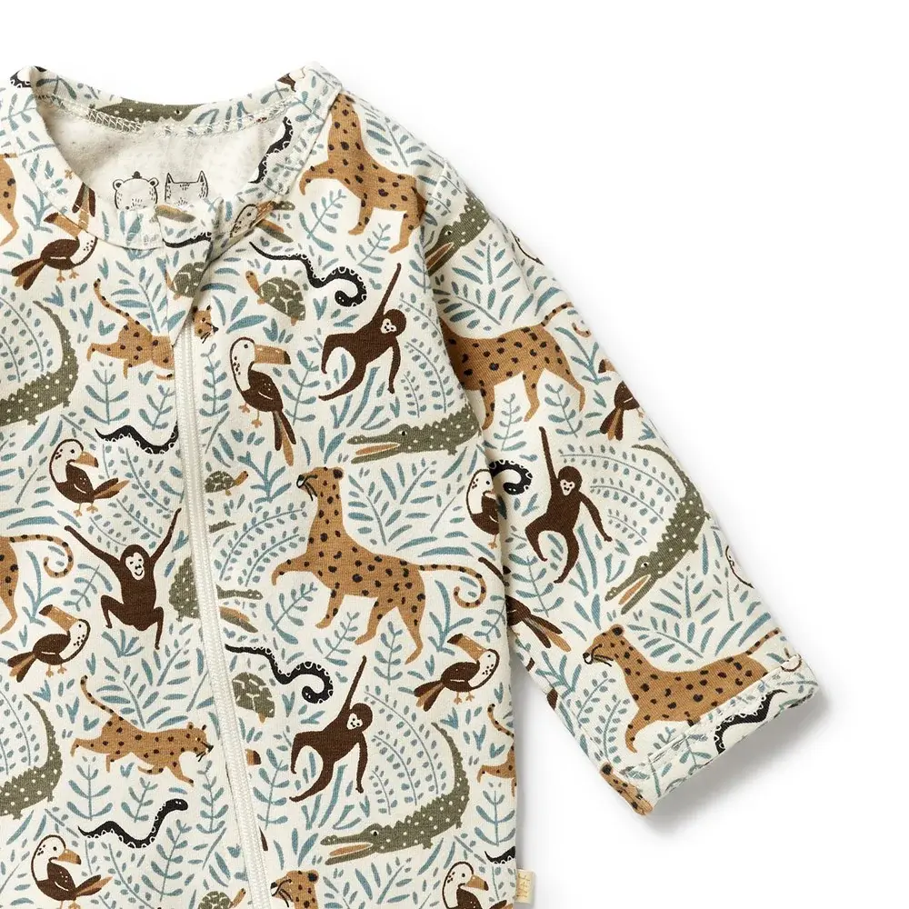 Wilson & Frenchie Wilson and Frenchy Mini Jungle Organic Zipsuit with Feet