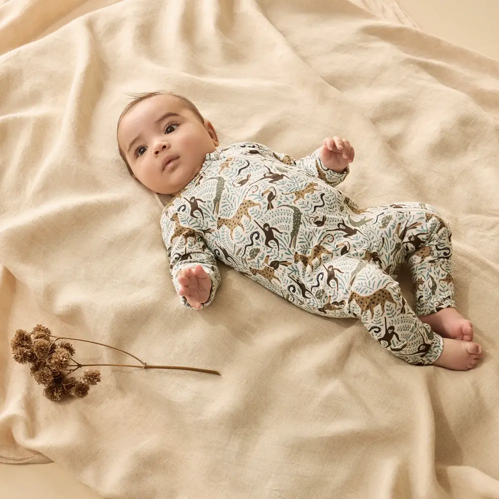 Wilson & Frenchy Wilson and Frenchy Mini Jungle Organic Zipsuit with Feet
