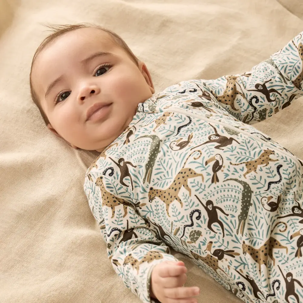 Wilson & Frenchy Wilson and Frenchy Mini Jungle Organic Zipsuit with Feet