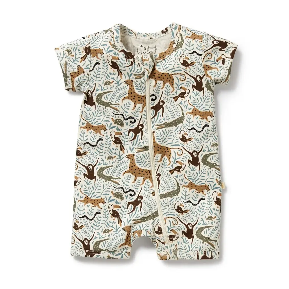 Wilson & Frenchie Wilson and Frenchy Mini Jungle Organic Boyleg Zipsuit