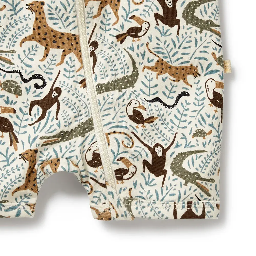 Wilson & Frenchie Wilson and Frenchy Mini Jungle Organic Boyleg Zipsuit