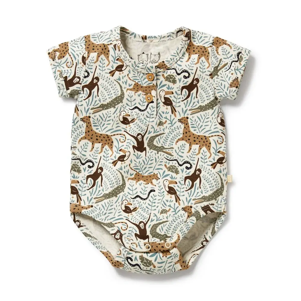 Wilson & Frenchie Wilson and Frenchy Mini Jungle Organic Henley Bodysuit