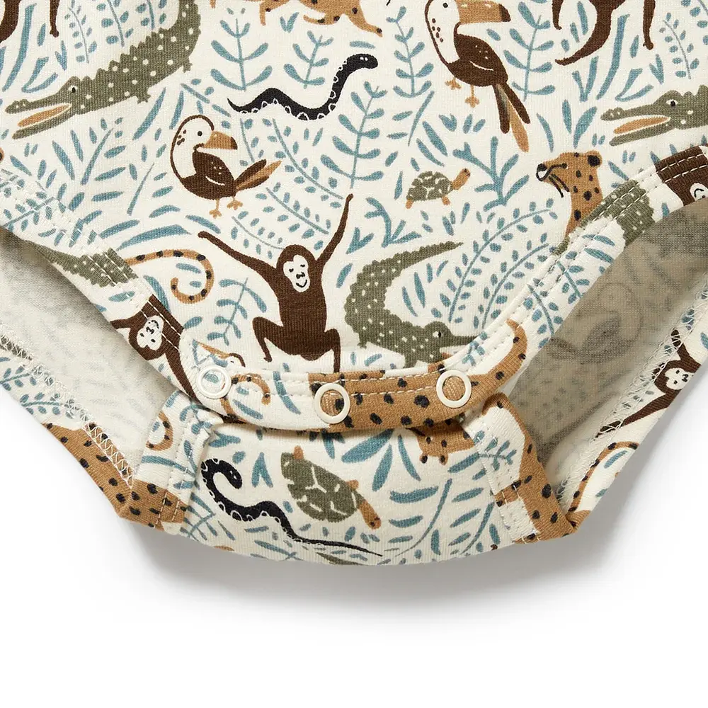 Wilson & Frenchy Wilson and Frenchy Mini Jungle Organic Henley Bodysuit