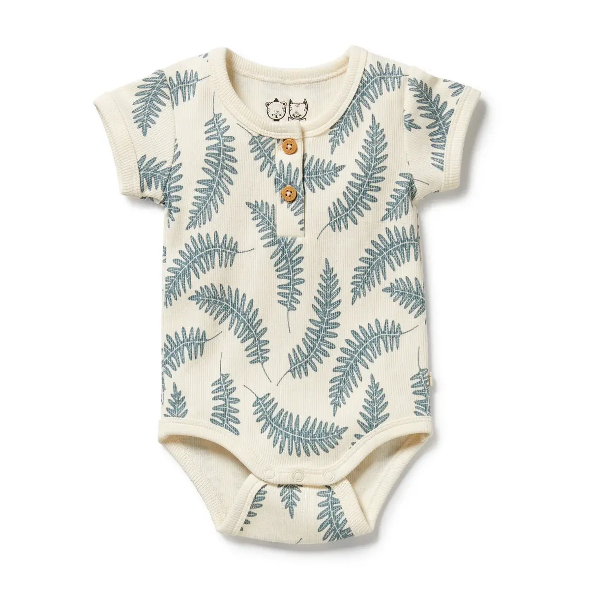 Wilson & Frenchie Wilson and Frenchy Little Fronds Organic Henley Bodysuit