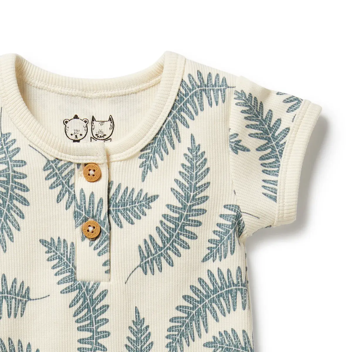 Wilson & Frenchie Wilson and Frenchy Little Fronds Organic Henley Bodysuit