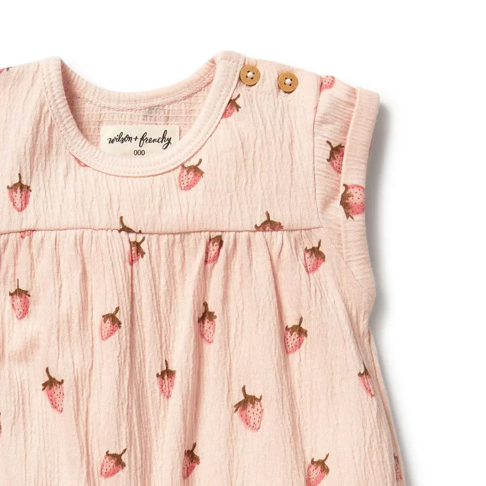 Wilson & Frenchie Wilson and Frenchy Strawberry Kisses Organic Growsuit