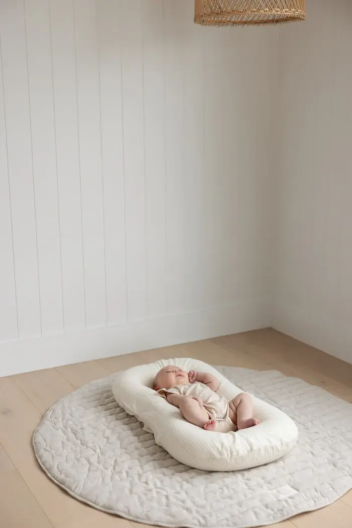 Linen Label Linen Label Baby Lounger Nest + Linen Cover | Stripe Natural