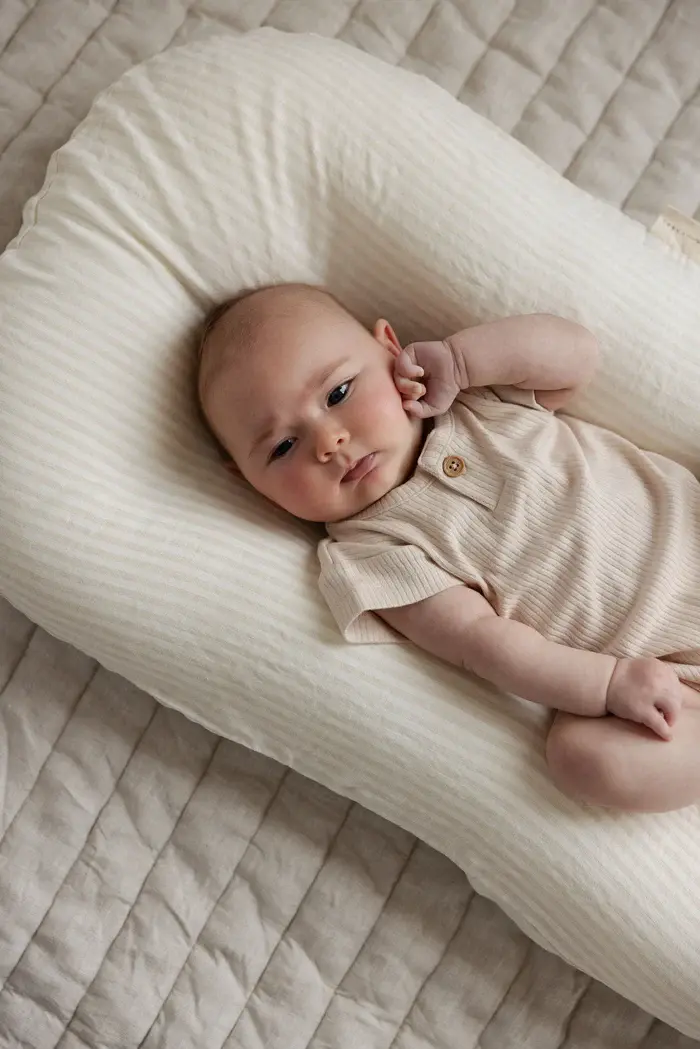 Linen Label Linen Label Baby Lounger Nest + Linen Cover | Stripe Natural