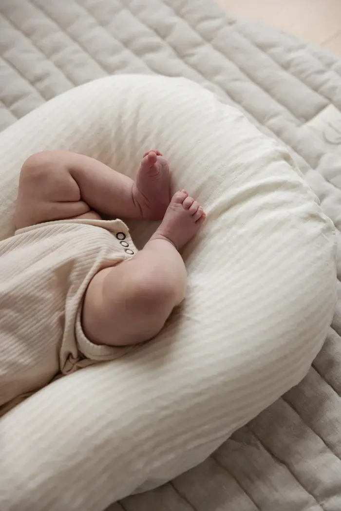 Linen Label Linen Label Baby Lounger Nest + Linen Cover | Stripe Natural