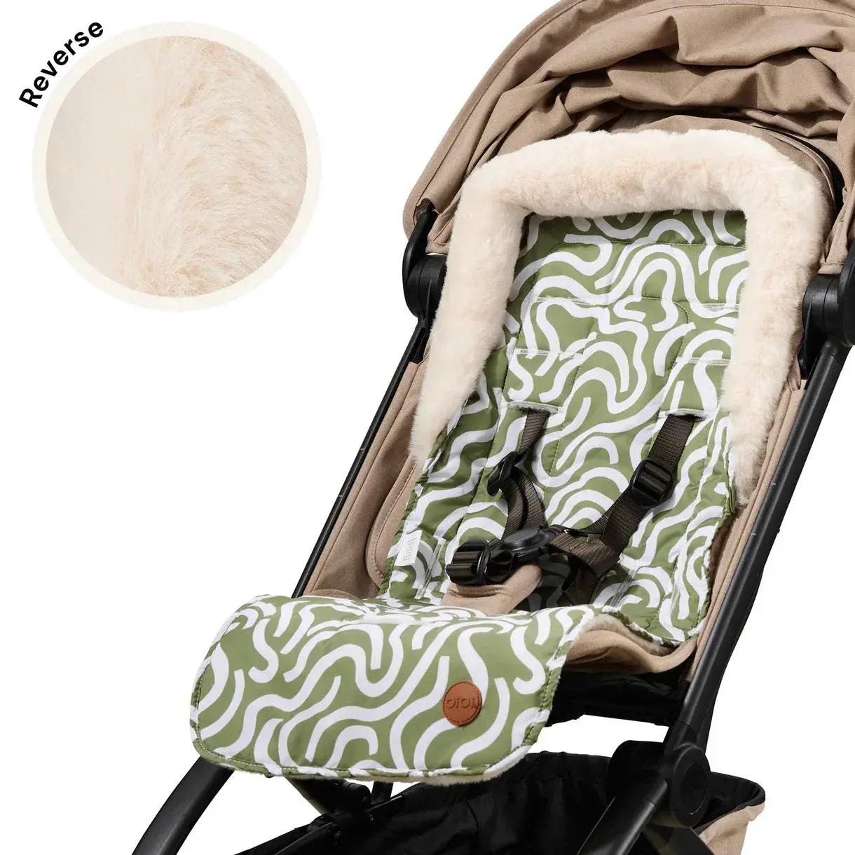 OiOi OiOi Green Squiggle/Fleece Pram Liner