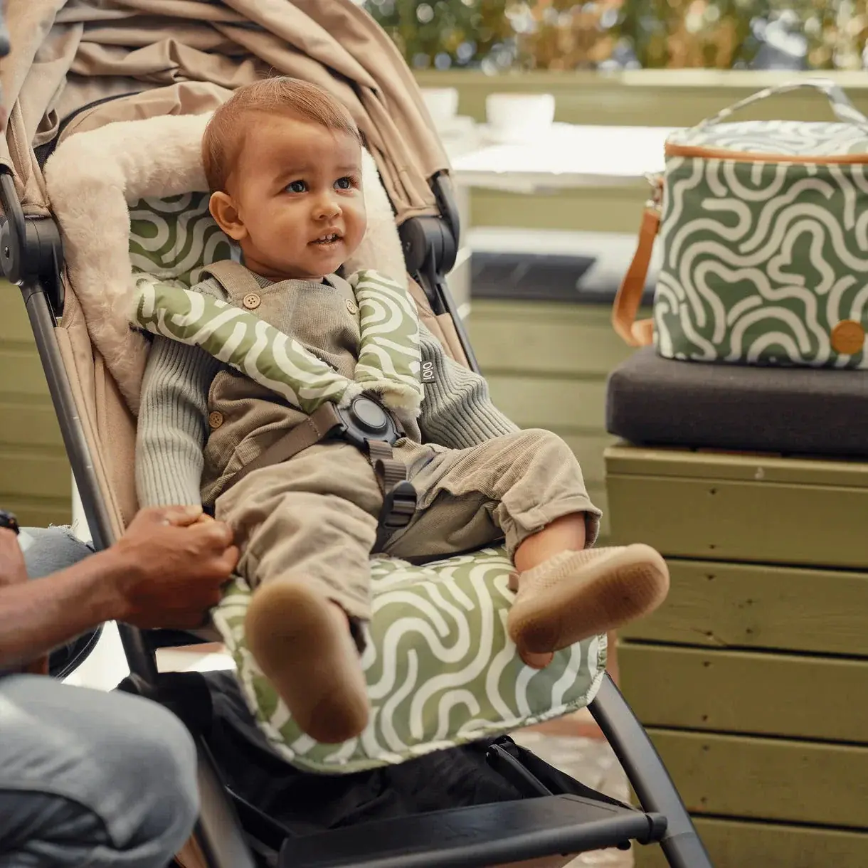 OiOi OiOi Green Squiggle/Fleece Pram Liner