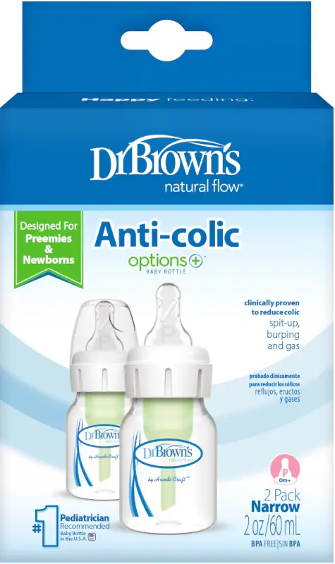 Dr Browns Dr Brown’s 60ml Narrow OPTIONS Bottle/Preemie Teat - 2 Pack  -  Replaces 057
