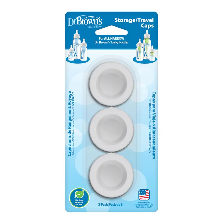 Dr Browns Dr Brown’s Travel Storage Caps Narrow Neck (3Pk)
