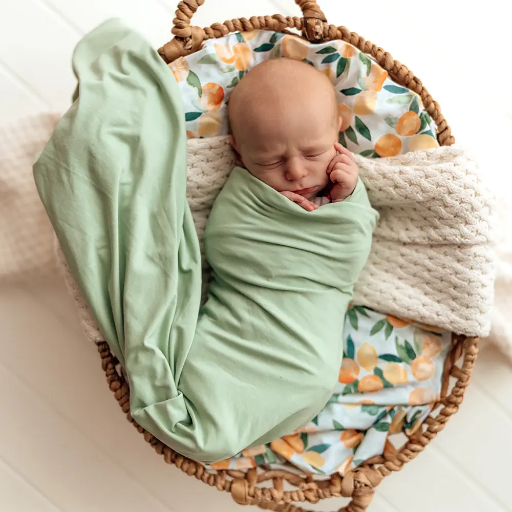 Snuggle Hunny Kids Snuggle Hunny Mint Organic Jersey Wrap & Beanie Set
