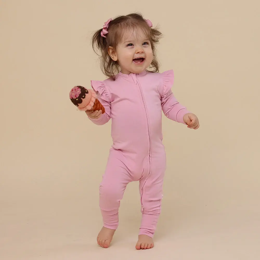 Snuggle Hunny Kids Snuggle Hunny Bubblegum Organic Snugglesuit Convertible Romper