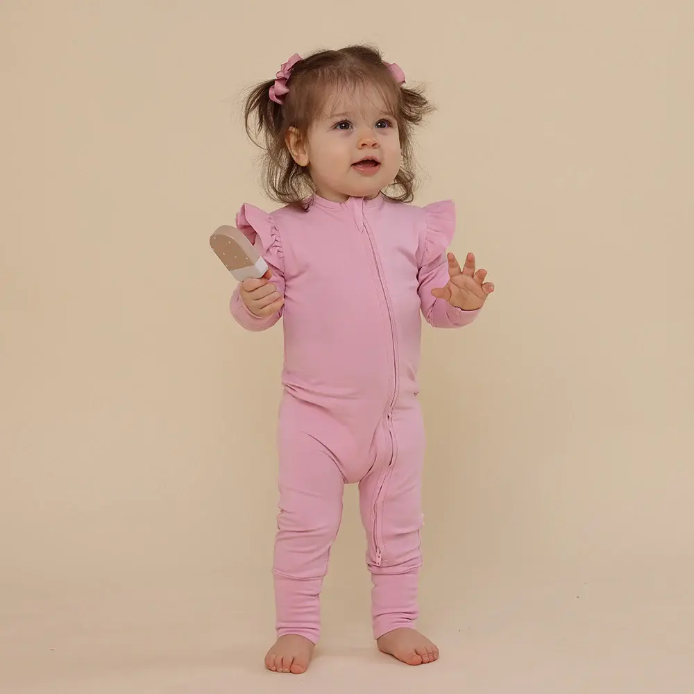 Snuggle Hunny Kids Snuggle Hunny Bubblegum Organic Snugglesuit Convertible Romper