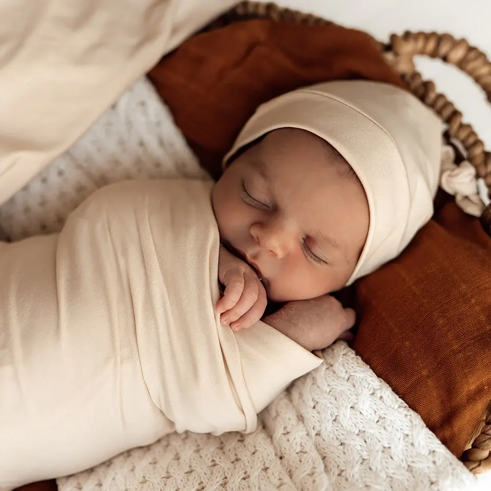 Snuggle Hunny Kids Snuggle Hunny Babyccino Organic Jersey Wrap & Beanie Set