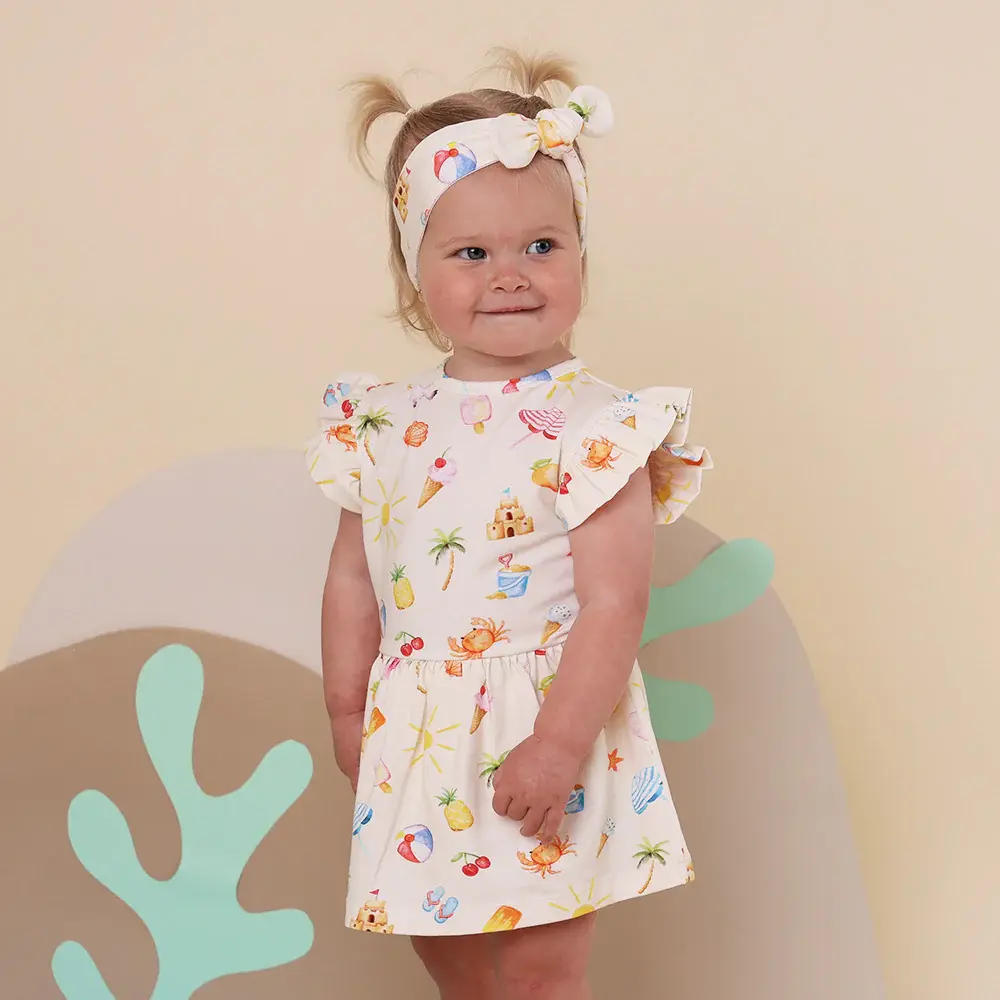 Snuggle Hunny Kids Snuggle Hunny Beach Fun Short Sleeve Organic Dress