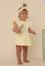 Snuggle Hunny Kids Snuggle Hunny Lemon Sorbet Short Sleeve Organic Dress