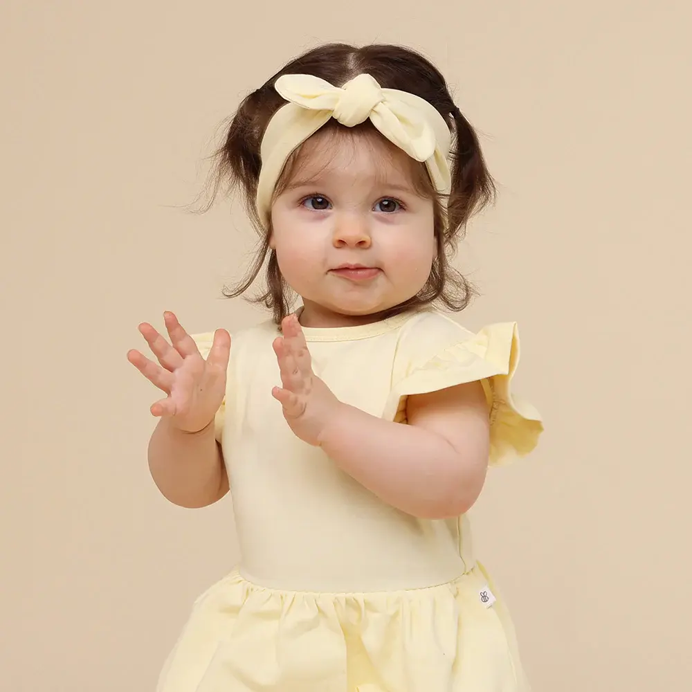 Snuggle Hunny Kids Snuggle Hunny Lemon Sorbet Short Sleeve Organic Dress