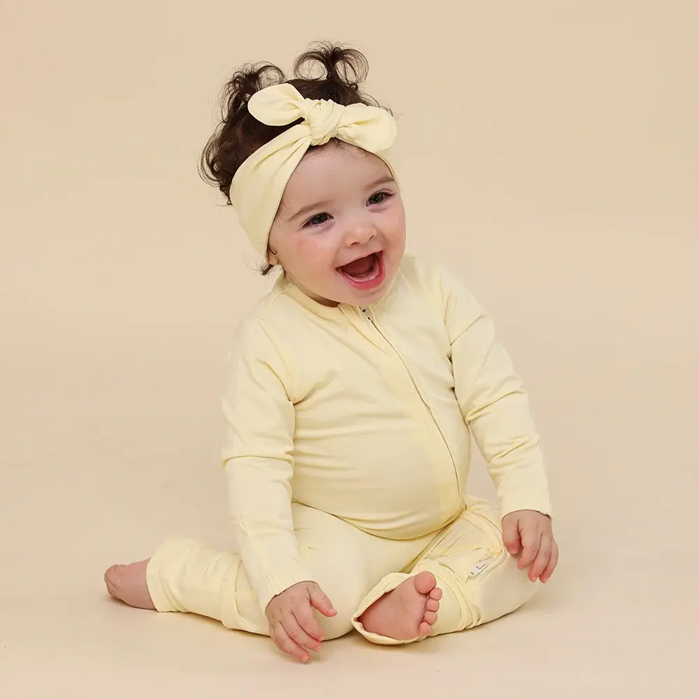 Snuggle Hunny Kids Snuggle Hunny Lemon Sorbet Organic Snugglesuit Convertible Romper