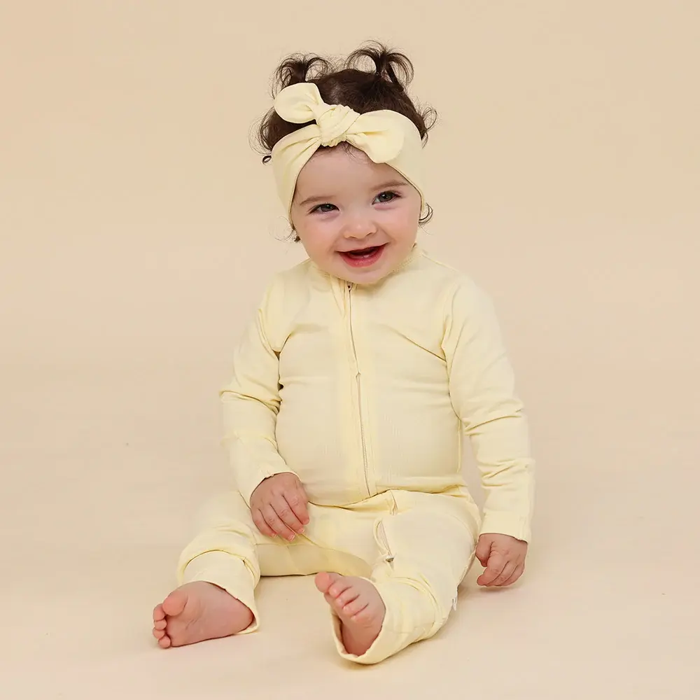 Snuggle Hunny Kids Snuggle Hunny Lemon Sorbet Organic Snugglesuit Convertible Romper