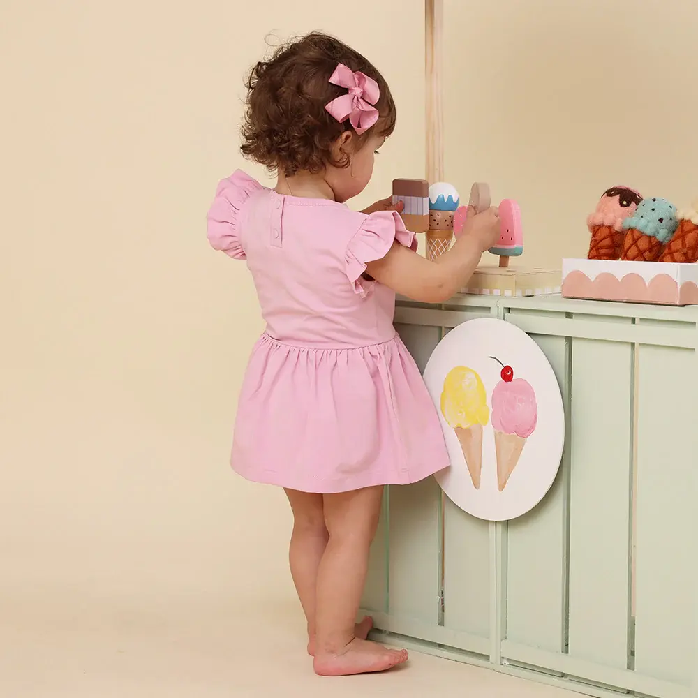 Snuggle Hunny Kids Snuggle Hunny Bubblegum Short Sleeve Organic Dress