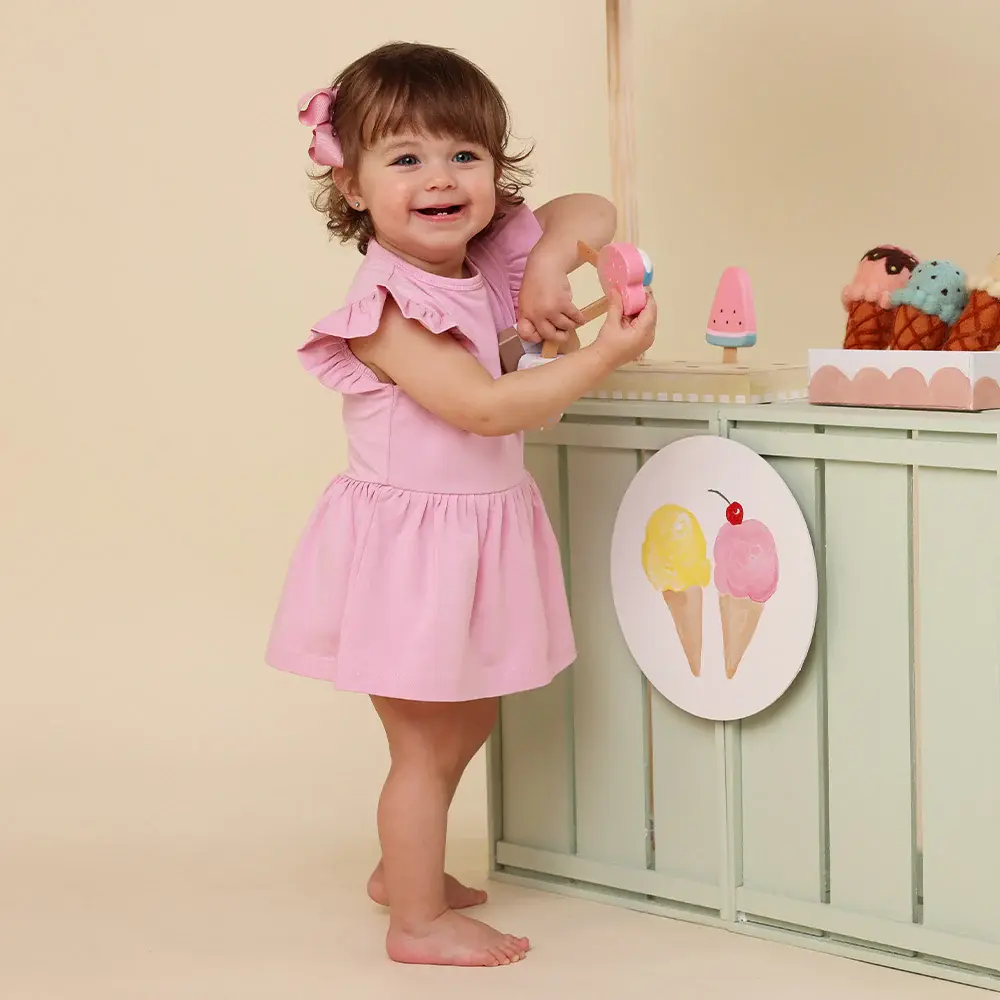 Snuggle Hunny Kids Snuggle Hunny Bubblegum Short Sleeve Organic Dress