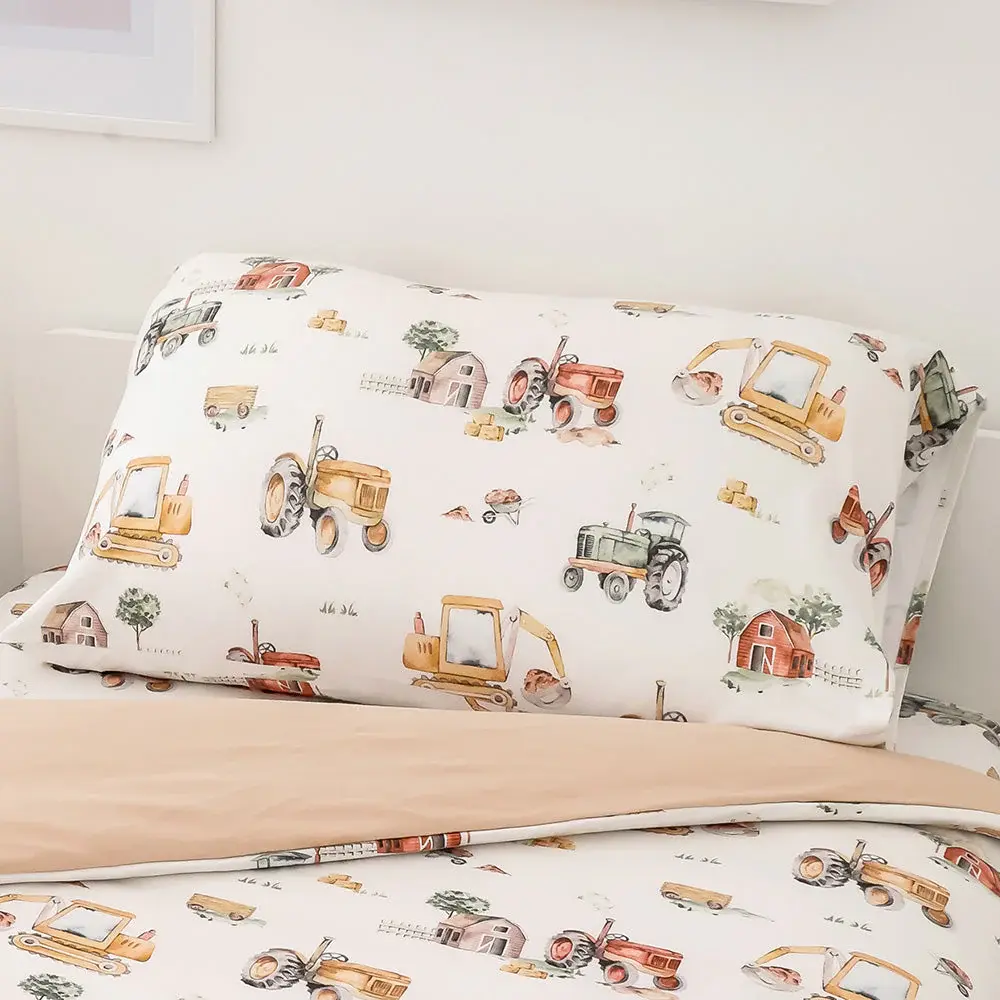 Snuggle Hunny Kids Snuggle Hunny Diggers & Tractors Organic Cotton Single Pillowcase