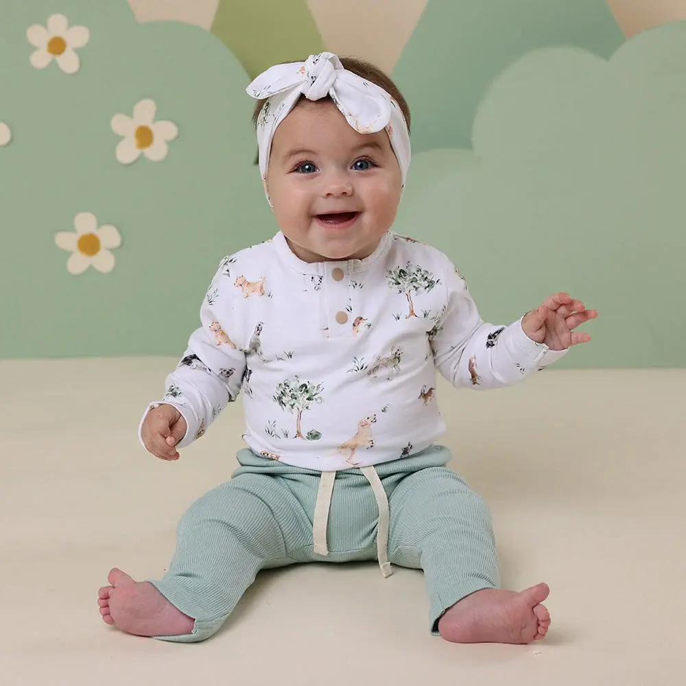 Snuggle Hunny Kids Snuggle Hunny Dog Park Long Sleeve Organic Bodysuit - 6-12 Months (0)