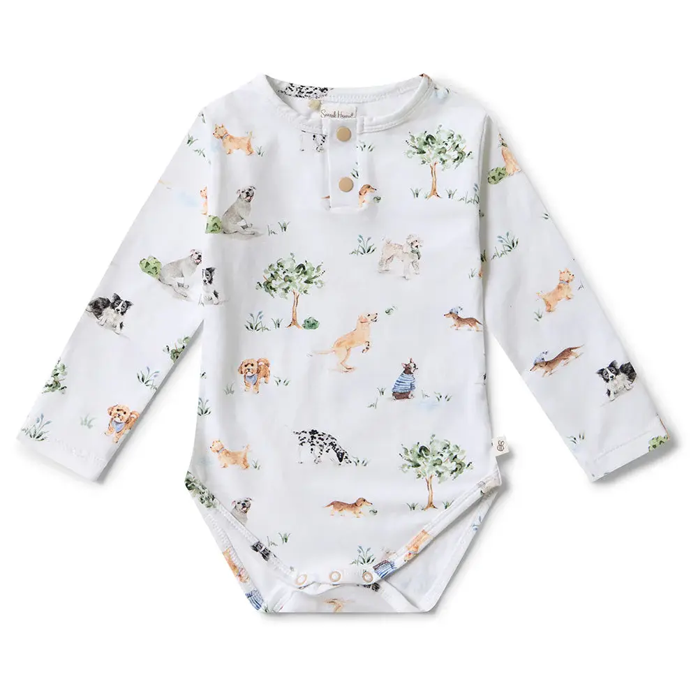 Snuggle Hunny Kids Snuggle Hunny Dog Park Long Sleeve Organic Bodysuit - 6-12 Months (0)