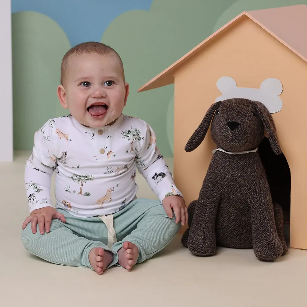 Snuggle Hunny Kids Snuggle Hunny Dog Park Long Sleeve Organic Bodysuit - 6-12 Months (0)