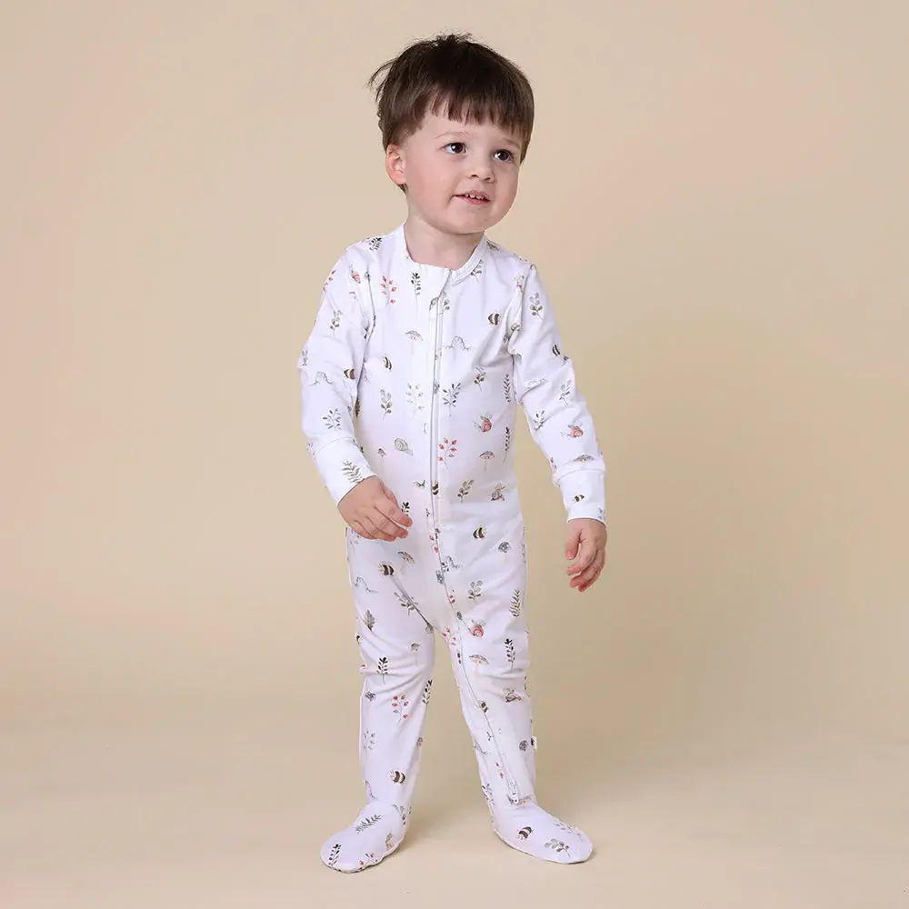 Snuggle Hunny Kids Snuggle Hunny Organic Snuggle Sleepsuit Zip Footie - Garden Friends